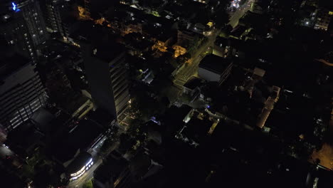 Colombo-Sri-Lanka-Aerial-v40-low-level-birds-eye-view-drone-flyover-Bambalapitiya-along-Duplication-rd-at-night-capturing-a-mix-of-commercial-and-residential-hubs---Shot-with-Mavic-3-Cine---April-2023