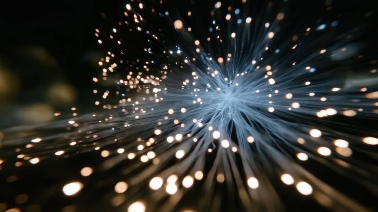 A mesmerizing display of vibrant sparks radiating from a central point, creating an enchanting atmosphere filled with light and dynamic energy in a dark background