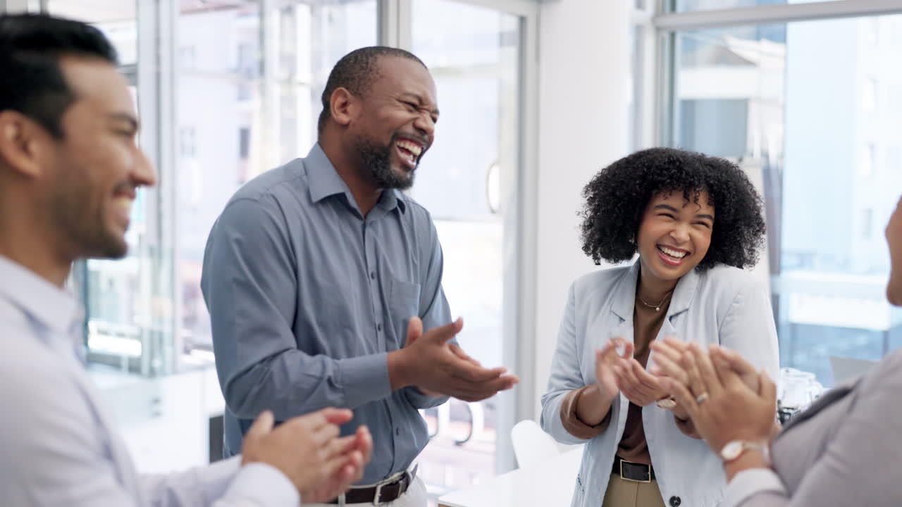 Success, applause or happy business people