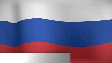 animation of globe and breaking news over flag of russia