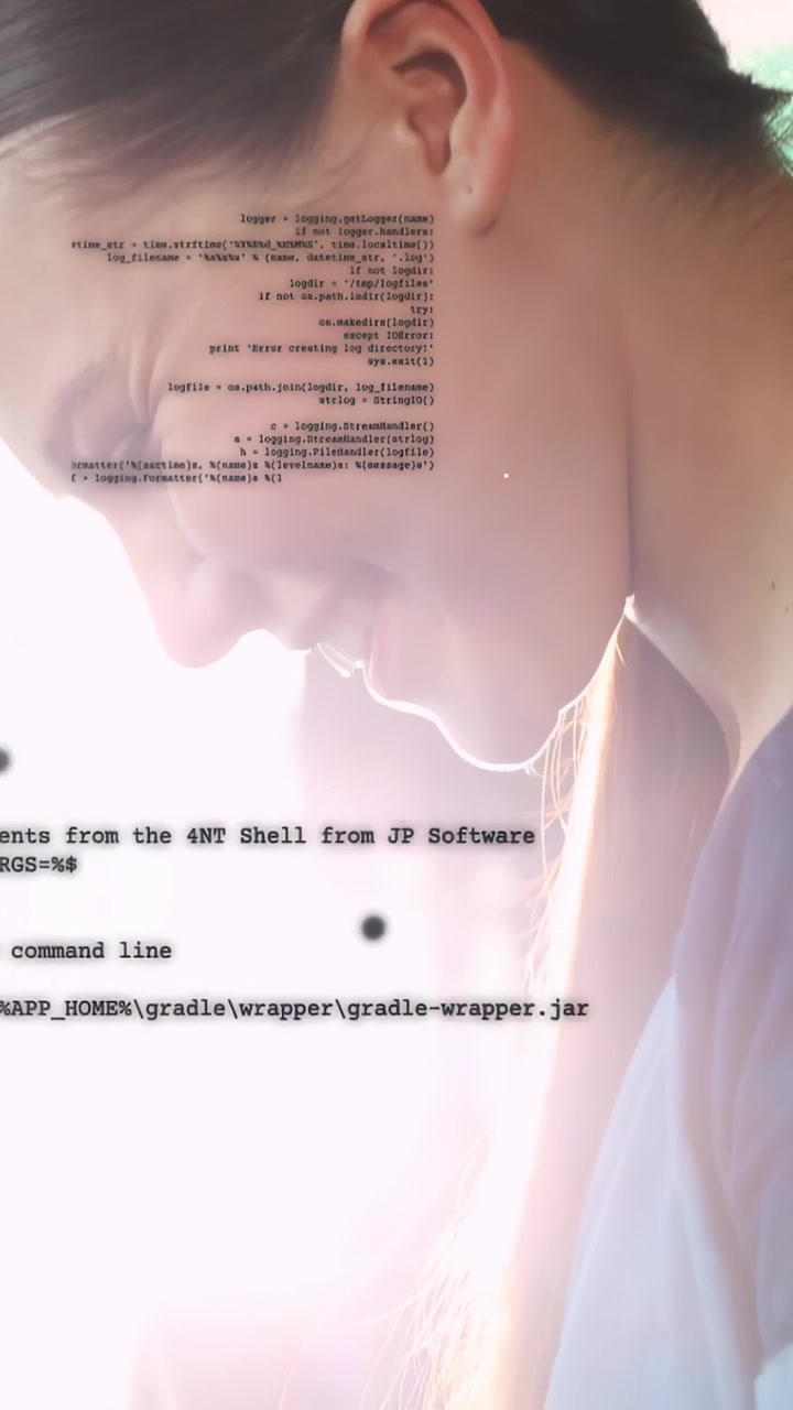 Vertical video: Woman leaning into device starting code icons on hands while tracking network