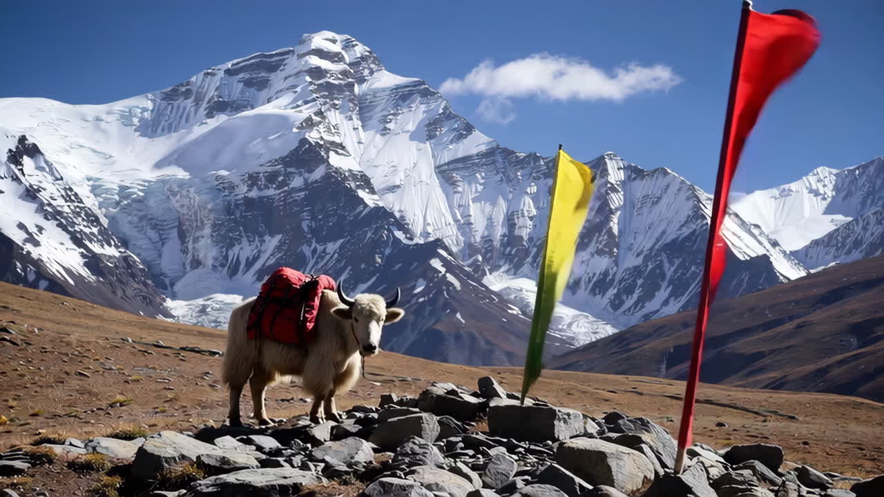 Yak at the foot of Mount Everest
