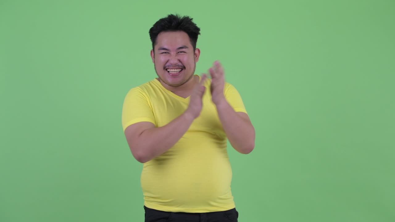 젊은, 잘생긴, 과체중인 아시아 남성