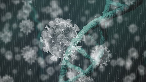 animación de las células del virus sobre la hebra de adn
