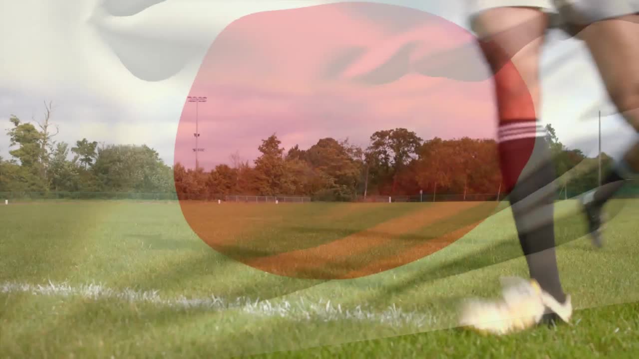 럭비 선수 들 이 공 을 통과 시키고 있다