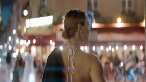 woman in dress at night in paris