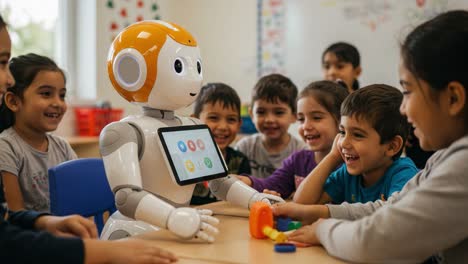 engaging children with technology: a robot facilitating learning and interaction in a classroom setting with enthusiastic young learners