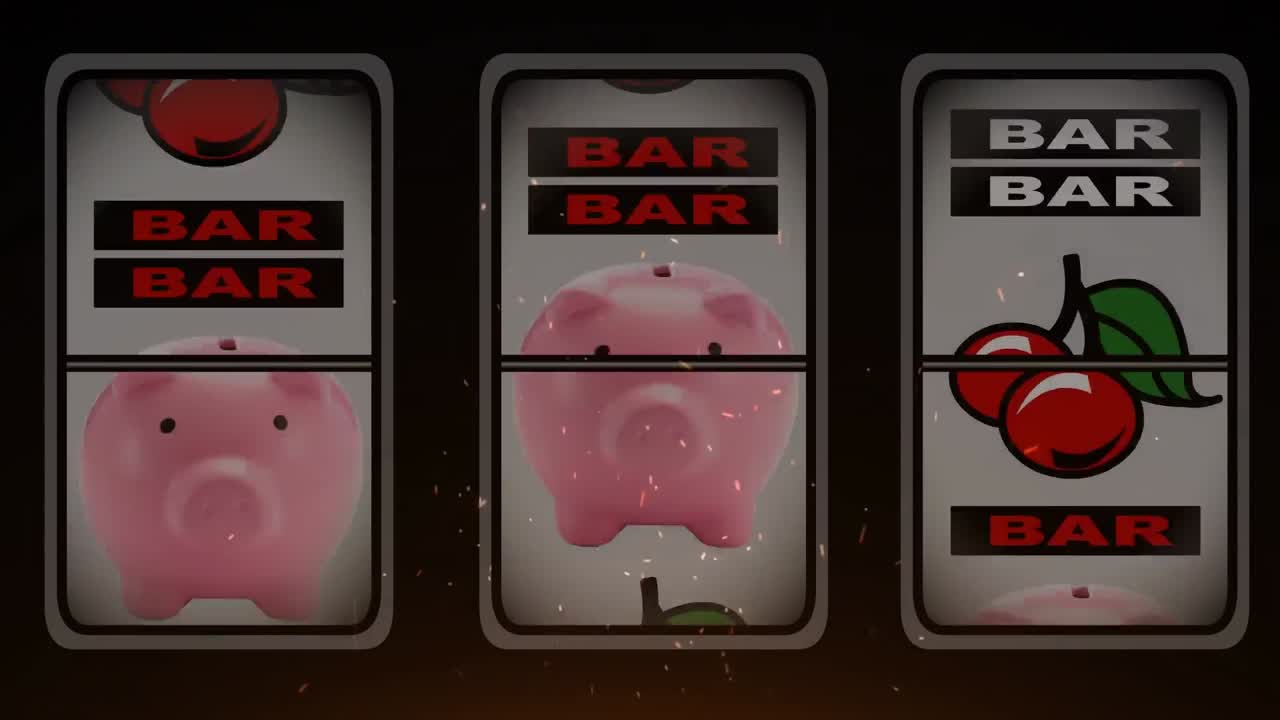 회전하는 과일 기계 위에  콘페티의 애니메이션, 일종의 세 가지에 멈추는