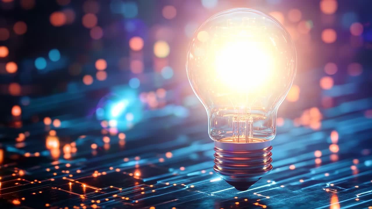 A light bulb sitting on top of a circuit board