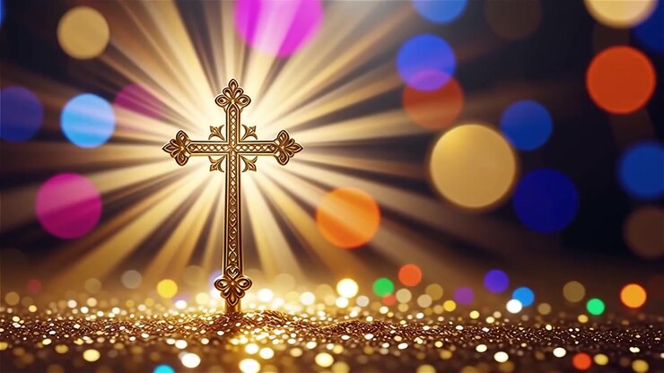 Cruz Cristiana con Luz Celestial, Fondo para Adoración.