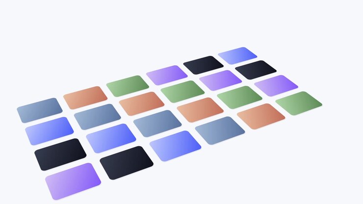 Animated Grid of Colorful Rounded Rectangles on White Background
