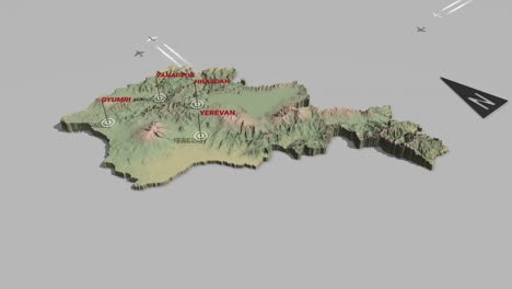 mapa del terreno en 3d de armenia
