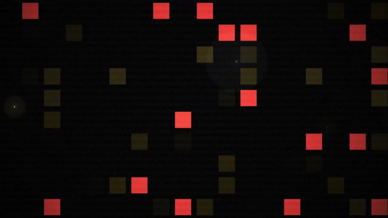 Abstract Digital Background with Flickering Red and Gold Squares