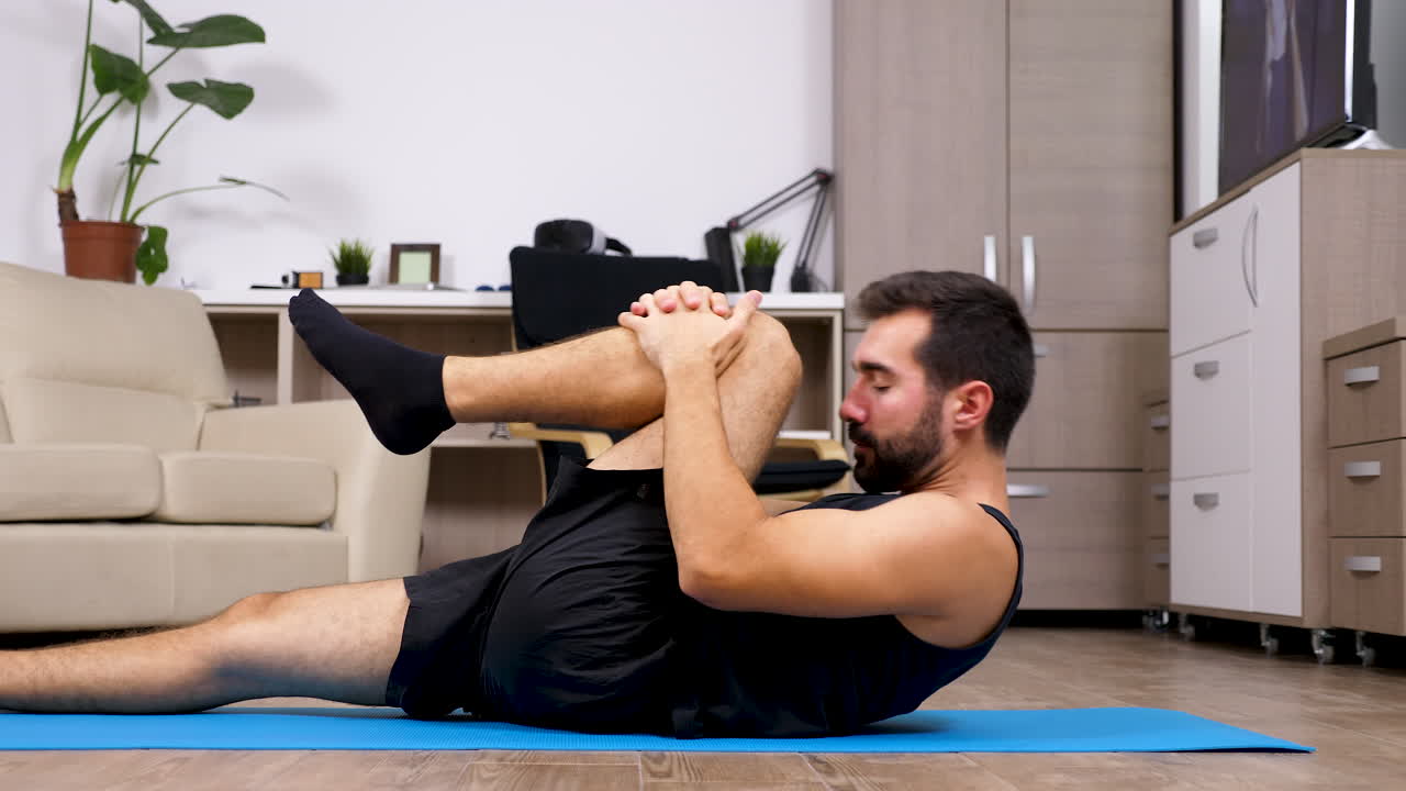 Man doing home workout