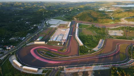 mandalika race track with no vehicles at sunset. aerial view