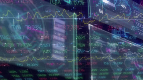 Animación-Del-Procesamiento-De-Datos-Y-Del-Mercado-De-Valores-Sobre-Los-Coches-En-La-Calle.