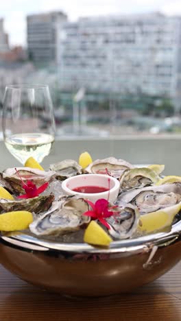 oysters on the patio with a view