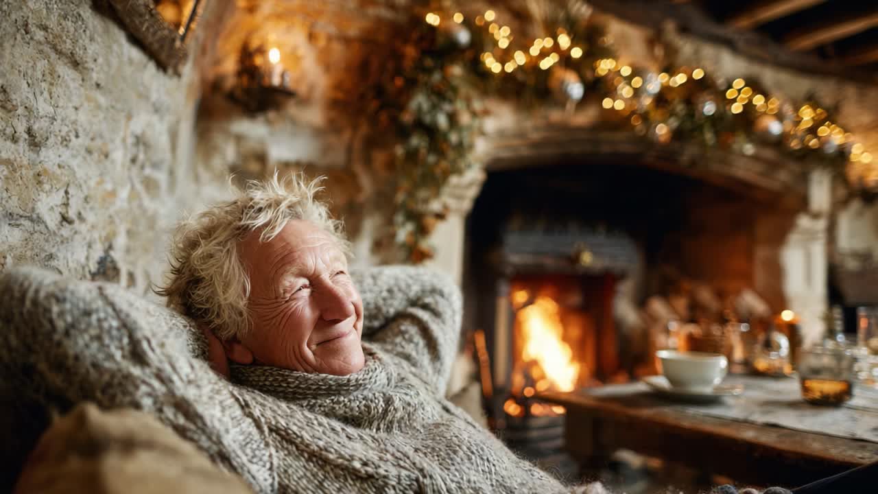 Cozy Moments by the Fire: A Serene Escape into Warmth and Comfort, Capturing the Joy of Relaxation and Peace on a Winter Evening