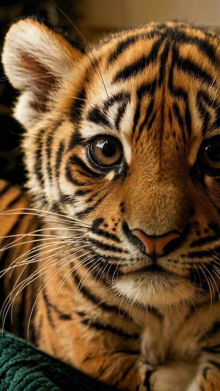 Retrato en primer plano de un adorable cachorro de tigre