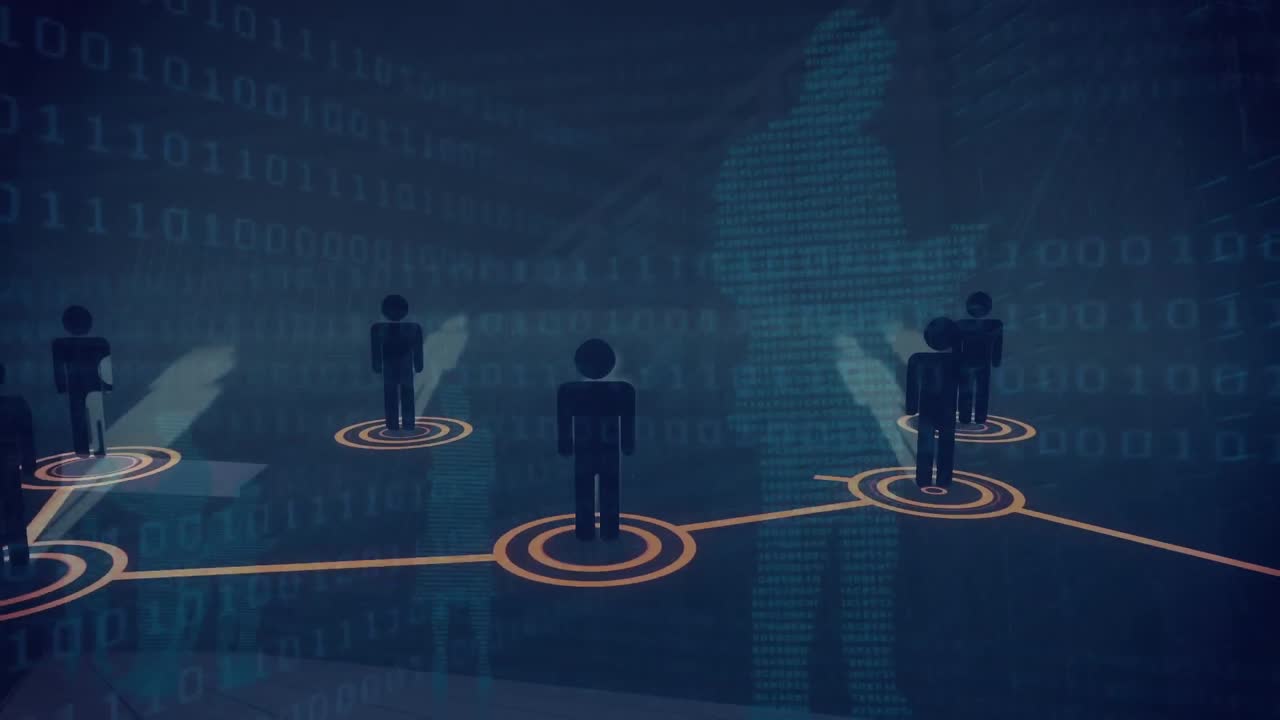 데이터 처리를 통해 아이콘으로 연결 네트워크의 애니메이션