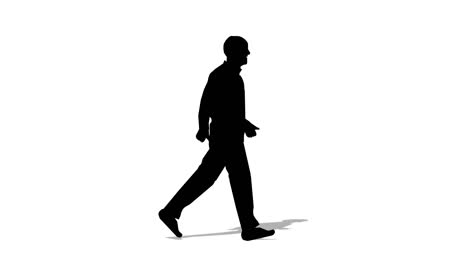 walking silhouette senior person cartoon animation. loop animation ( 4k video ).