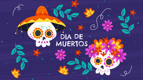 Eine-Animation-Eines-Handgezeichneten-Flachen-Dia-De-Muertos-Hintergrunds