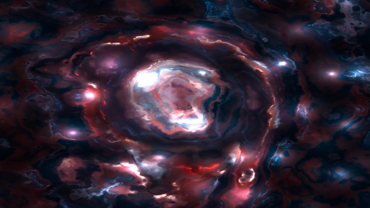 Abstrakt kosmisk nebulabaggrund med glødende røde og blå hvirvler