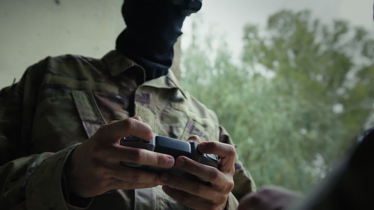 Remote Control Drone Military Pilots Prepare to Strike War Target