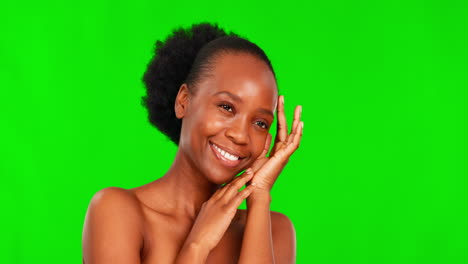 Black-woman,-face-and-natural-beauty-on-green