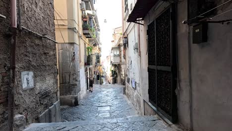 a narrow, cobblestone street with minimal activity