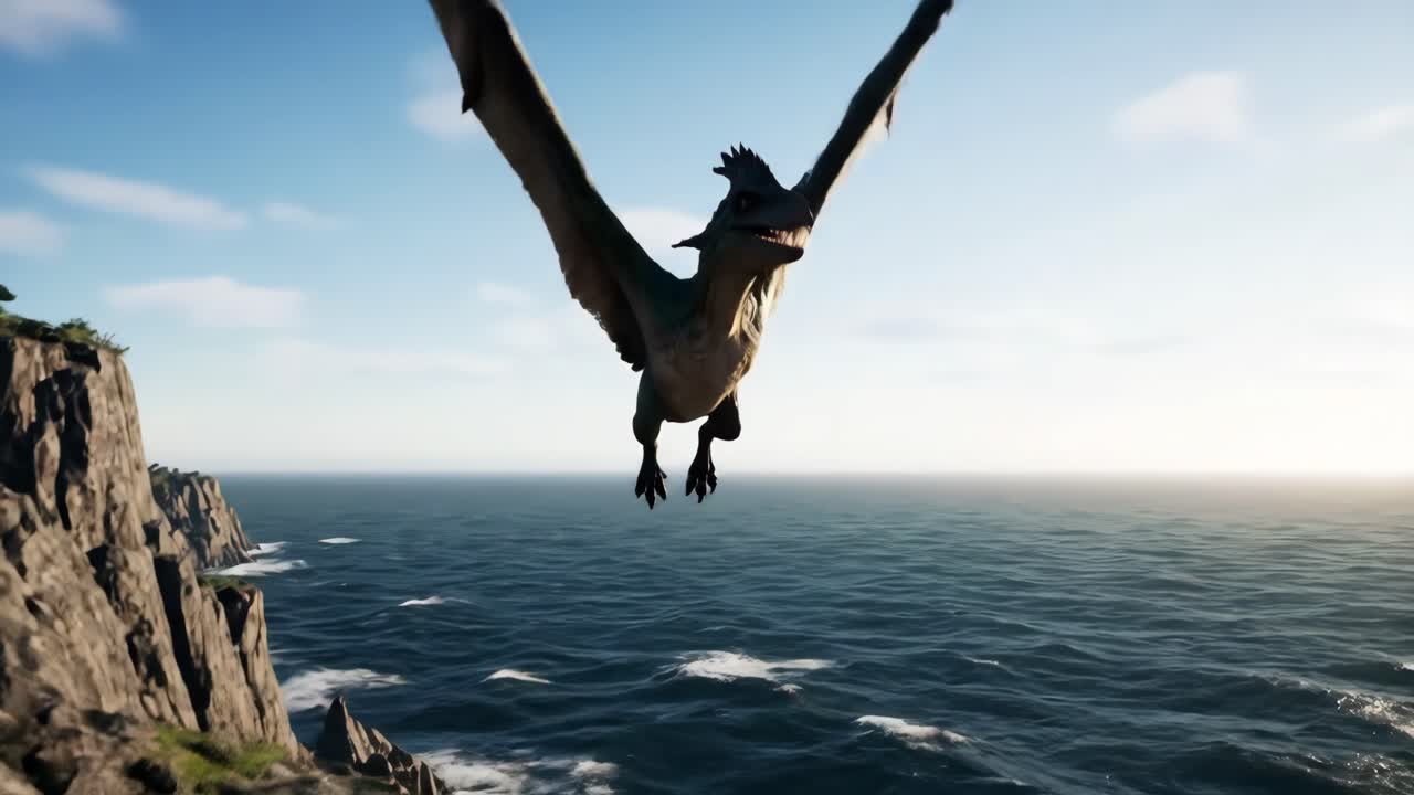 Pterodactyl Flying Over the Sea