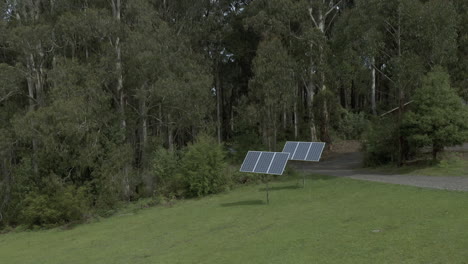 Camera-gently-circles-around-solar-panels,-capturing-their-design-and-functionality