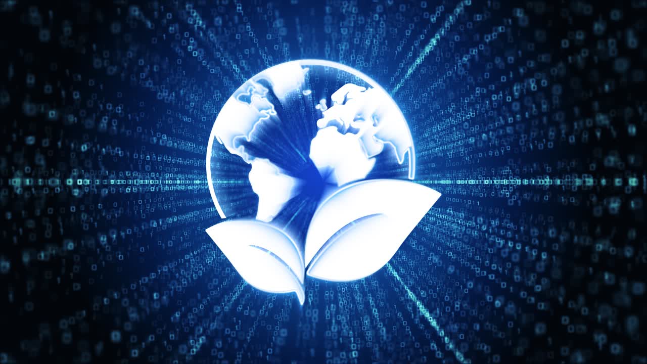 Environment icon digital cyber space loop technology tunnel animation environment climate change and