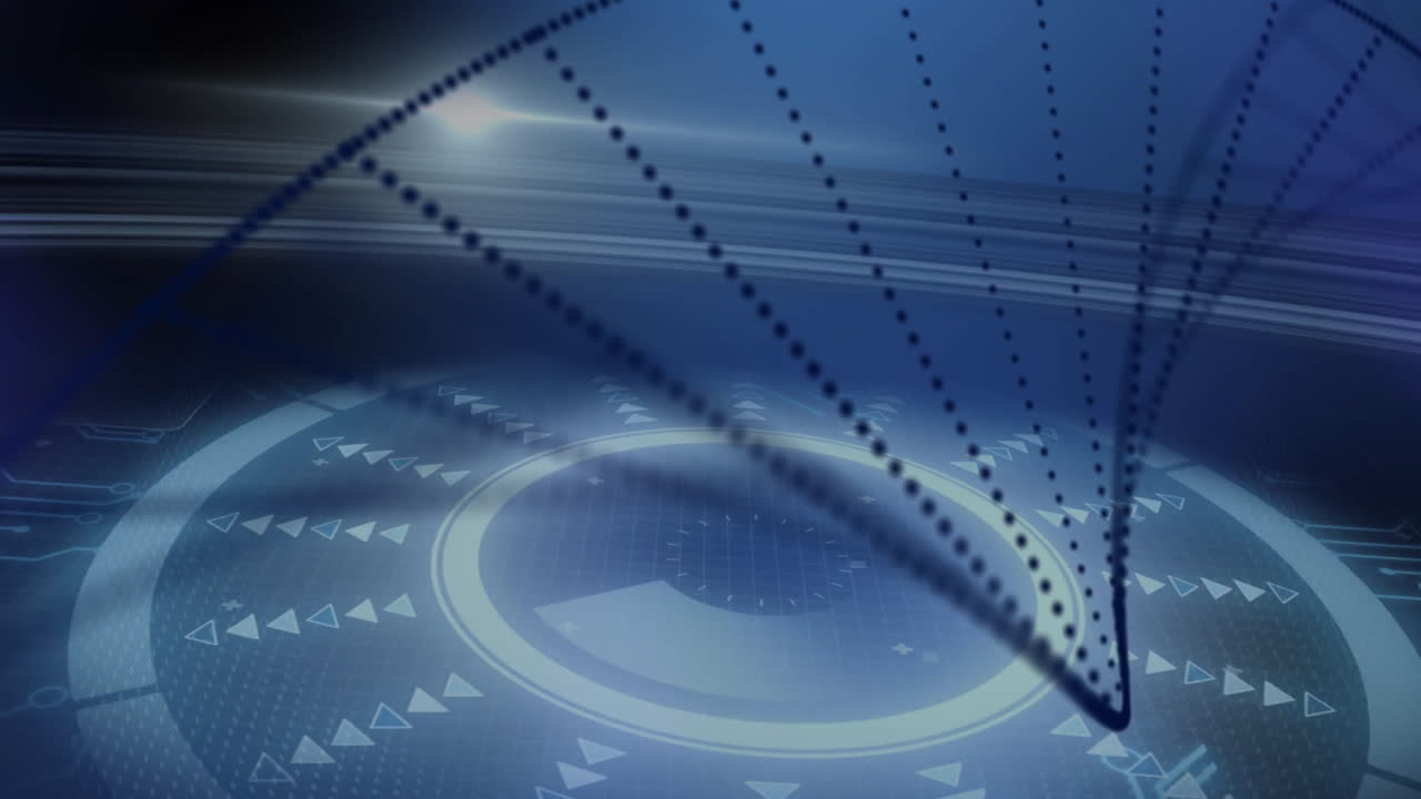 Circular patterns and dynamic particle animation on digital interface display