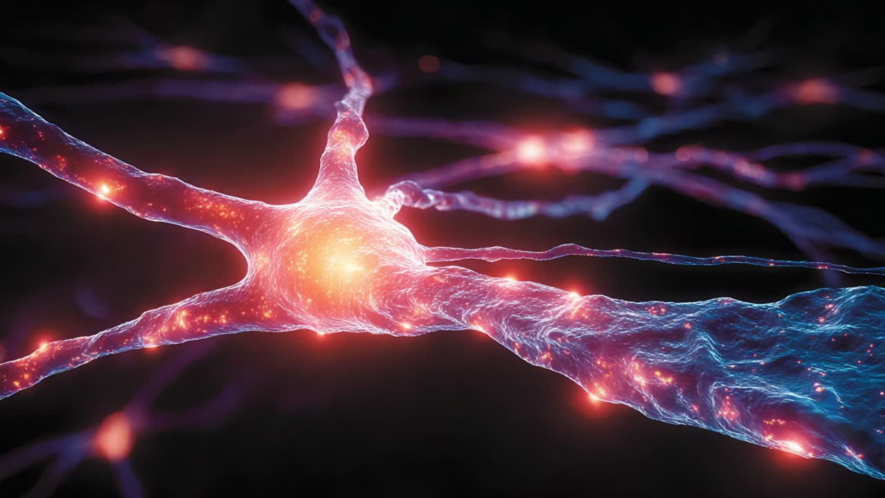 A Close-Up View of Neuronal Connections in the Brain, Showcasing the Complex Structure and Activity of Neural Networks and Their Significance in Communication and Processing