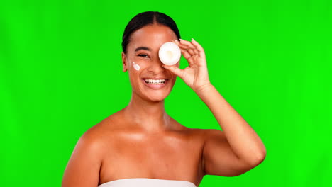 Crema,-Rostro-Y-Cuidado-De-La-Piel-Para-Mujer-En-Pantalla-Verde