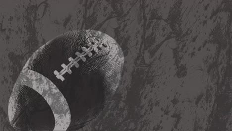 animation of american football ball over grey background