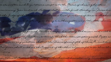 constitución escrita de los estados unidos y bandera 4k