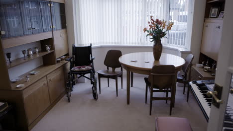 interior of a dining room with furniture