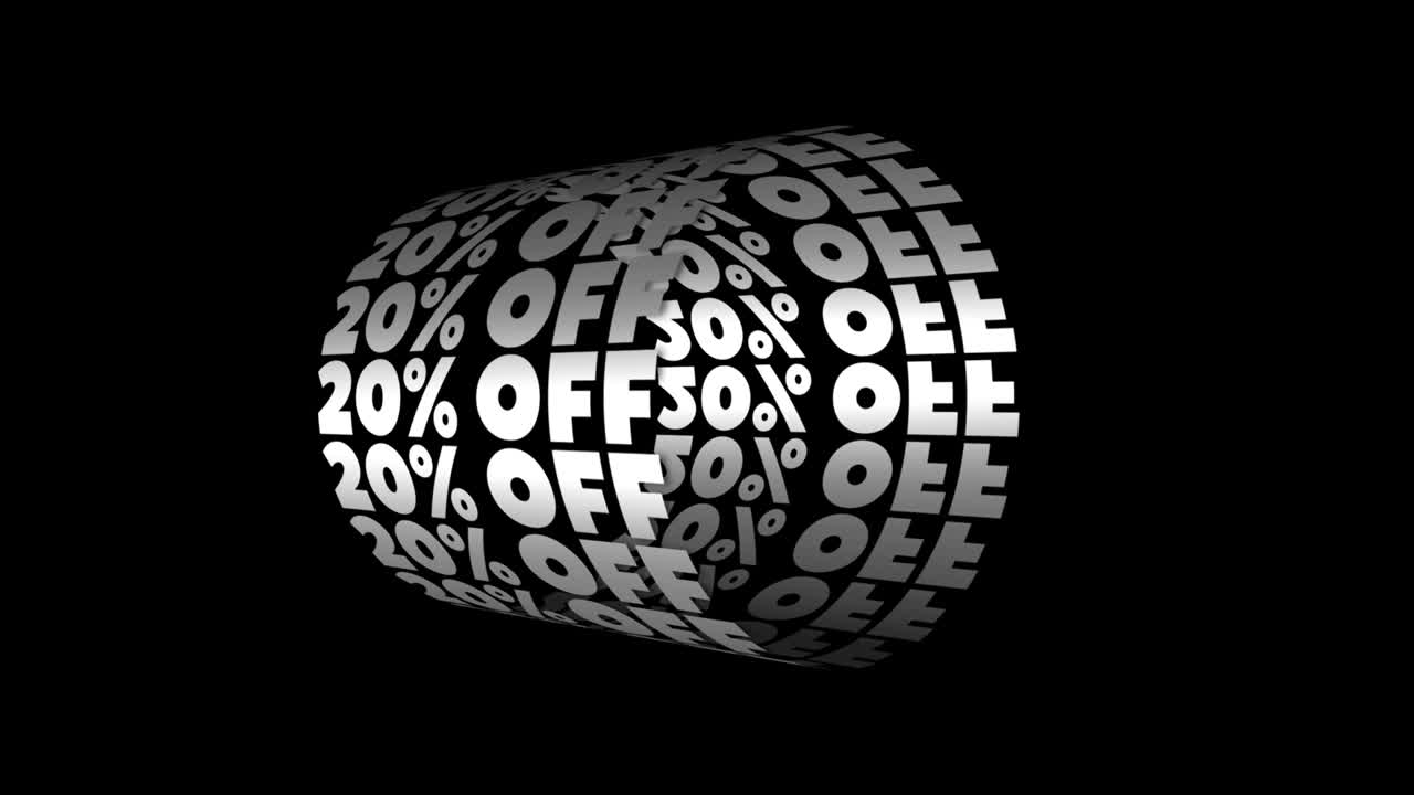 20% OFF Sale. Kinetic Typography Loop 3D Animation. Advertising Animated Banner. Final Sale. Black Friday. Cyber Monday