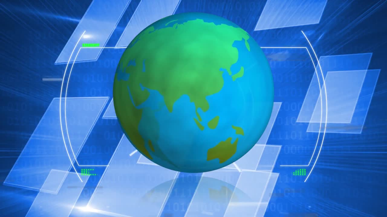 블루 스크린을 통해 연결 네트워크와 함께 지구의 애니메이션