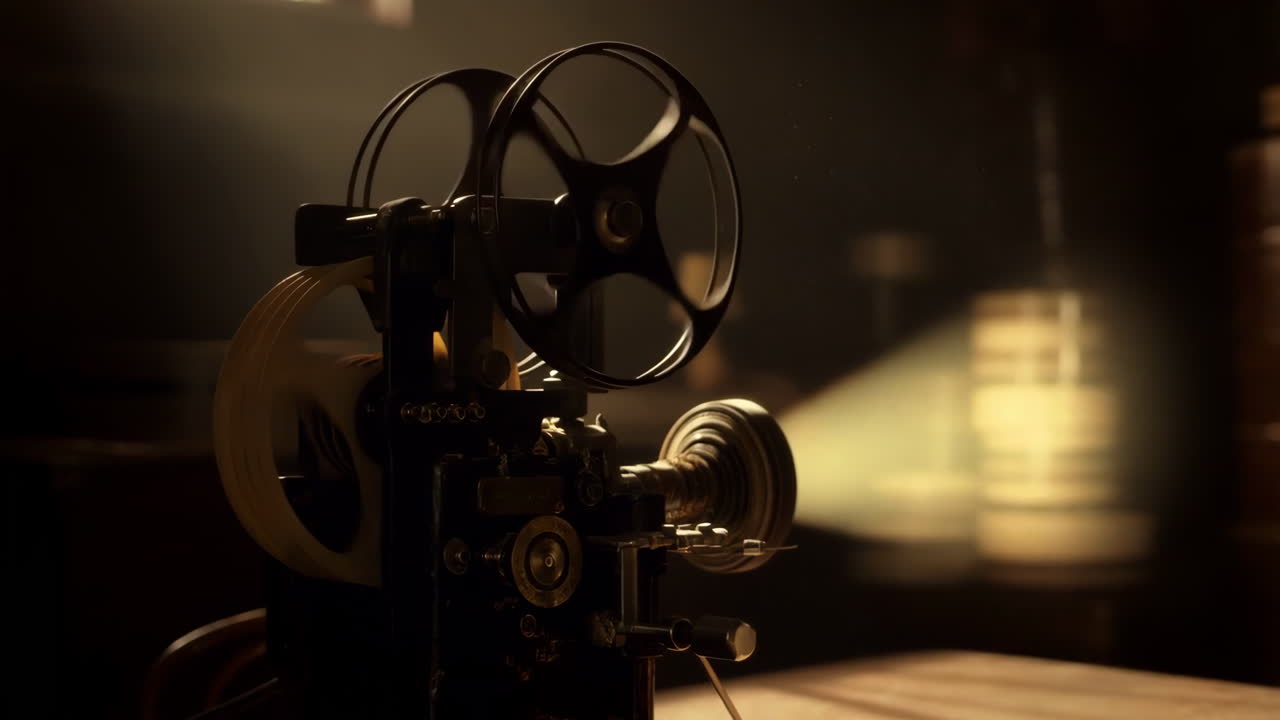 Vintage Film Projector with Light Rays