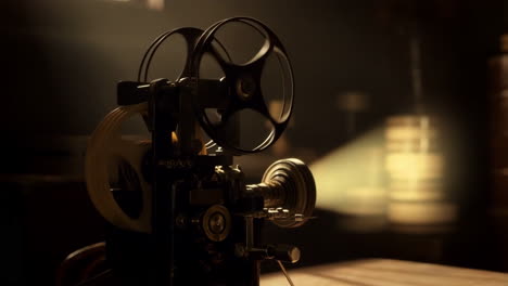 vintage film projector with light rays