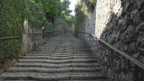 empty stairs in lake como town of menaggio