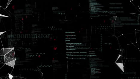 animation of networks moving over data processing on black background