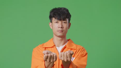 man in orange jumpsuit