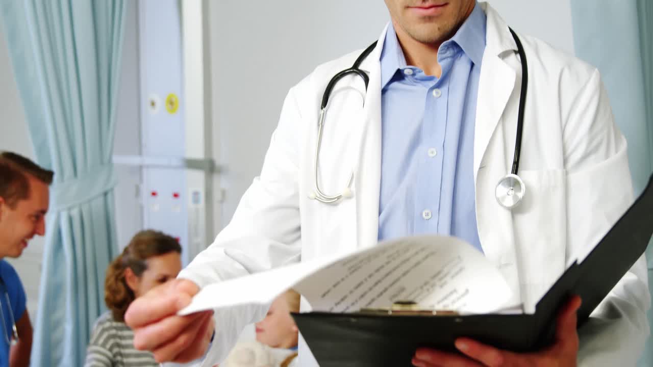 Doctor examining medical report
