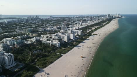 aerial high angle drone of miami south beach florida