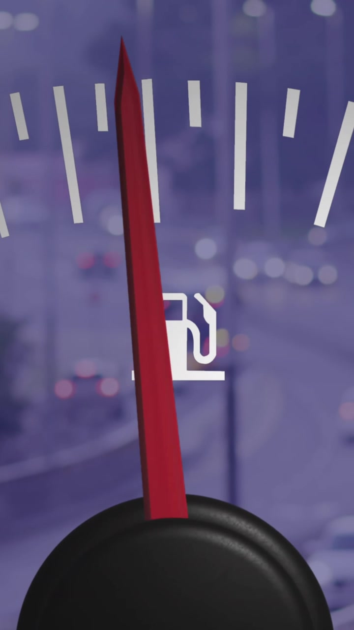 Animación de velocímetro contra vista aérea de tráfico urbano