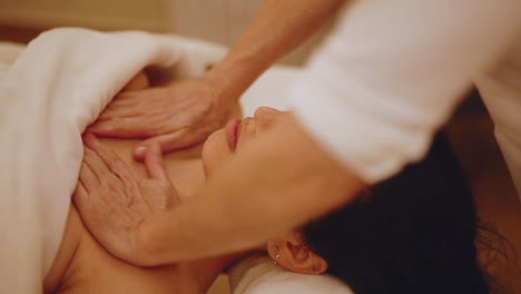 healthful shoulder section curing hand massage